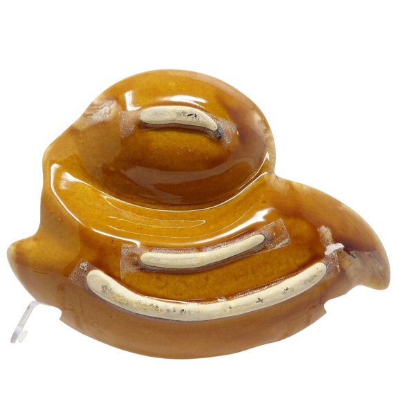 Vintage Pair of Uniquely Shaped MCM Marcia Pottery Harvest Gold & Brown Ashtrays - Picture 7 of 8